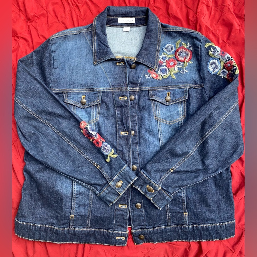 Coldwater Creek Embroidered Denim Jacket
